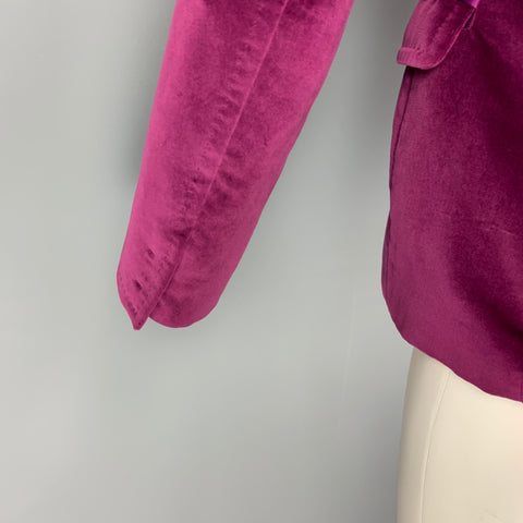 DSQUARED2 Size 36 Magenta Velvet Cotton Velvet Peak Lapel Sport Coat