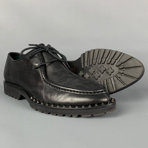 DSQUARED2 Worlds End Size 9 Black Leather Studded Lace Up Shoes