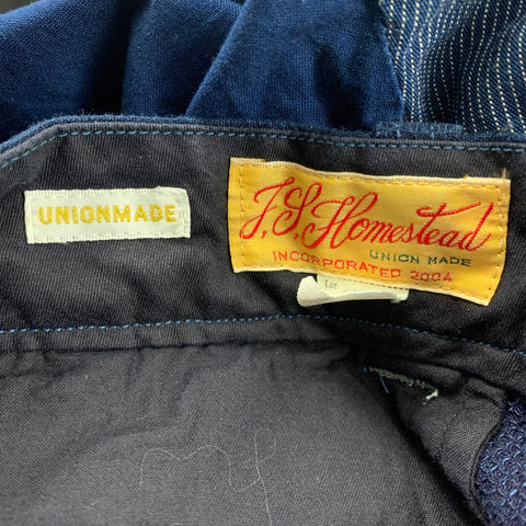 UNIONMADE x J.S. HOMESTEAD Size 36 Indigo & White Patchwork Cotton Shorts