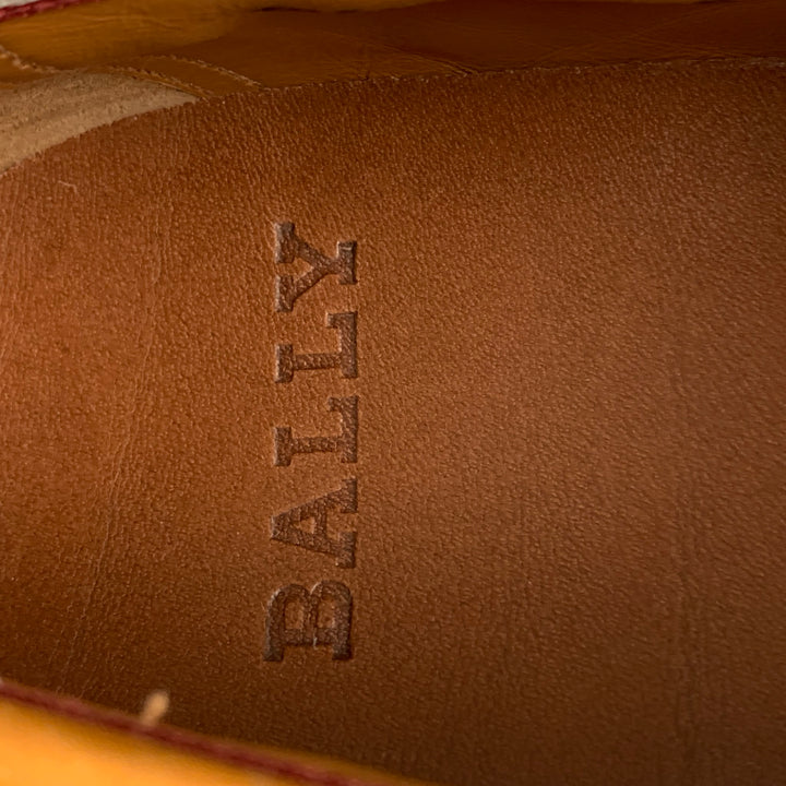 BALLY Size 7.5 Honey Leather Slip On Loafers