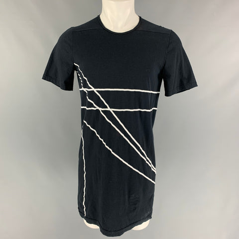 DRKSHDW by RICK OWENS Size M Black White Applique Cotton Long T-shirt