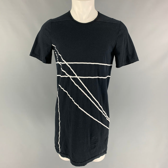DRKSHDW by RICK OWENS Size M Black White Applique Cotton Long T-shirt