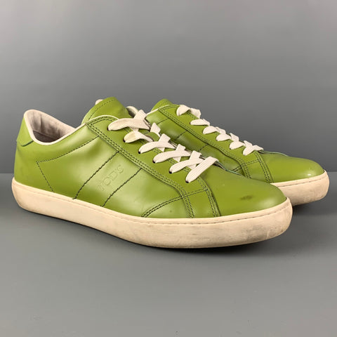 TOD'S Talla 8.5 Zapatillas bajas de cuero con bloques de color crema verde