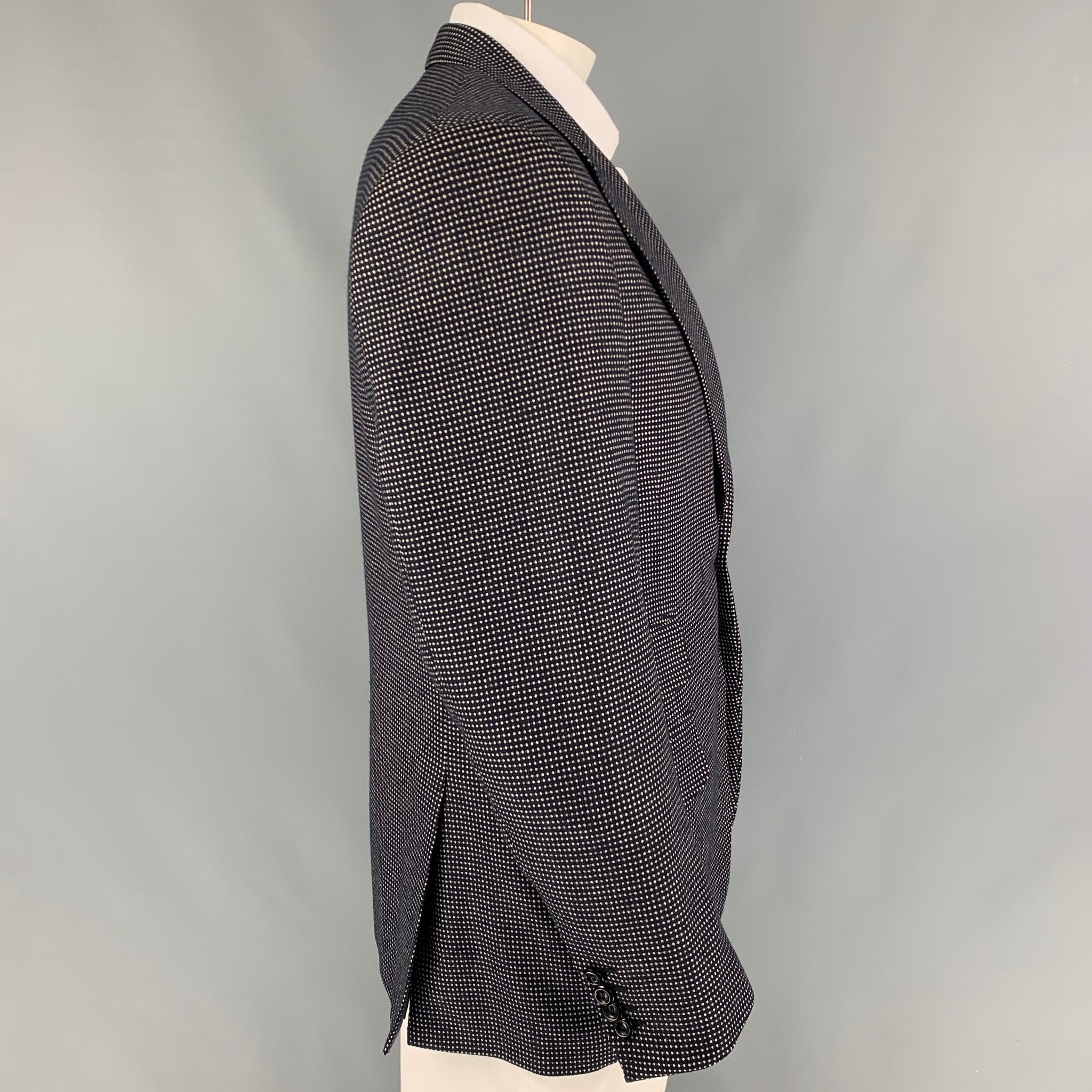 OXXFORD CLOTHES Size 42 Black White Dots Wool Notch Lapel Sport