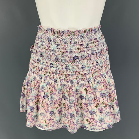 LOVE SHACK FANCY Size S Pink Purple Cotton Floral Skirt
