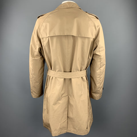 DUNHILL Size XXL Khaki Cotton / Polyamide Double Breasted Trenchcoat