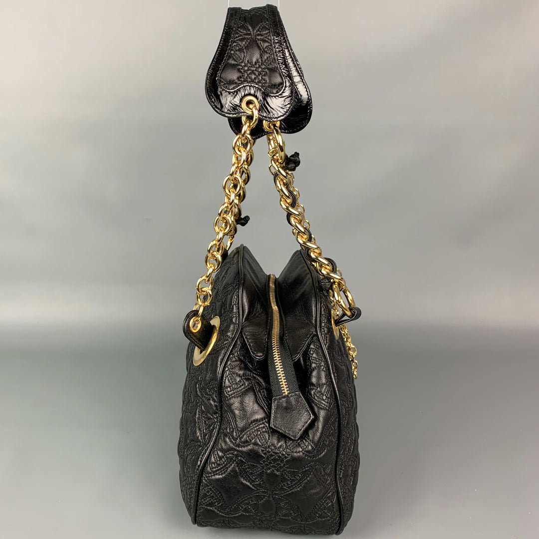VIVIENNE WESTWOOD Coventry Black & Gold Quilted Leather Asymmetrical Handbag