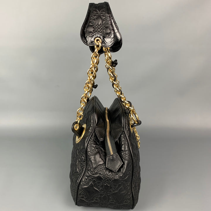 VIVIENNE WESTWOOD Coventry Black & Gold Quilted Leather Asymmetrical Handbag