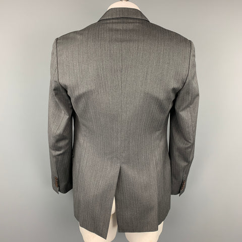 PAUL SMITH The Byard Size 40 Grey Herringbone Wool Notch Lapel Sport Coat