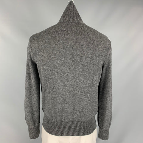 GIORGIO ARMANI Size 42 Grey Heather Virgin Wool Zip Up & Buttons Cardigan