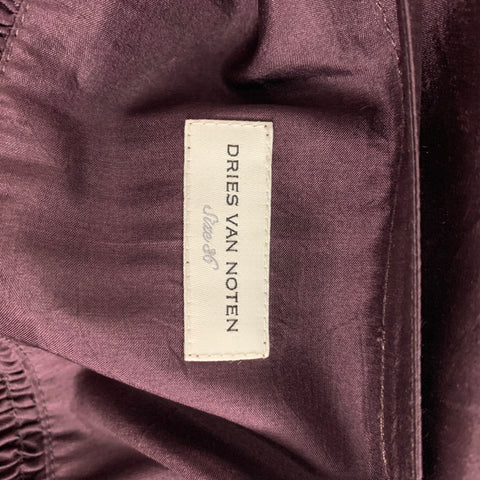 DRIES VAN NOTEN Size 4 Burgundy Silk Beaded Tunic Dress