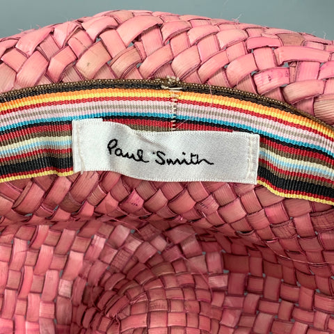 PAUL SMITH Pink Woven Straw Floral Band Hat
