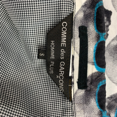 COMME des GARCONS HOMME PLUS Size S White & Black Skulls Cotton Sport Coat