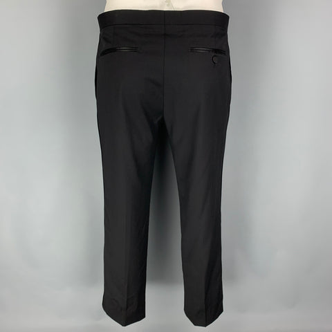 THEORY Size 40 Regular Black Wool Peak Lapel Tuxedo Suit