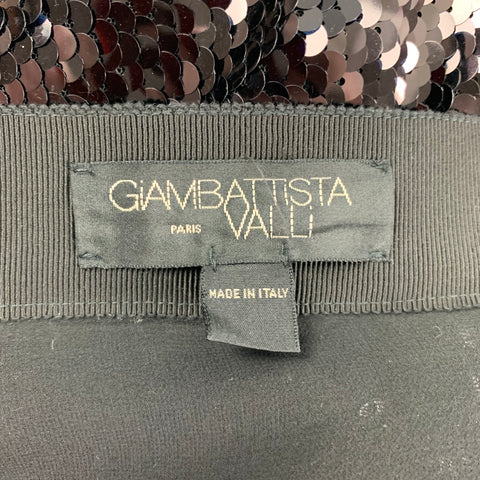 GIAMBATTISTA VALLI Size M Black Polyester Sequined Pencil Skirt