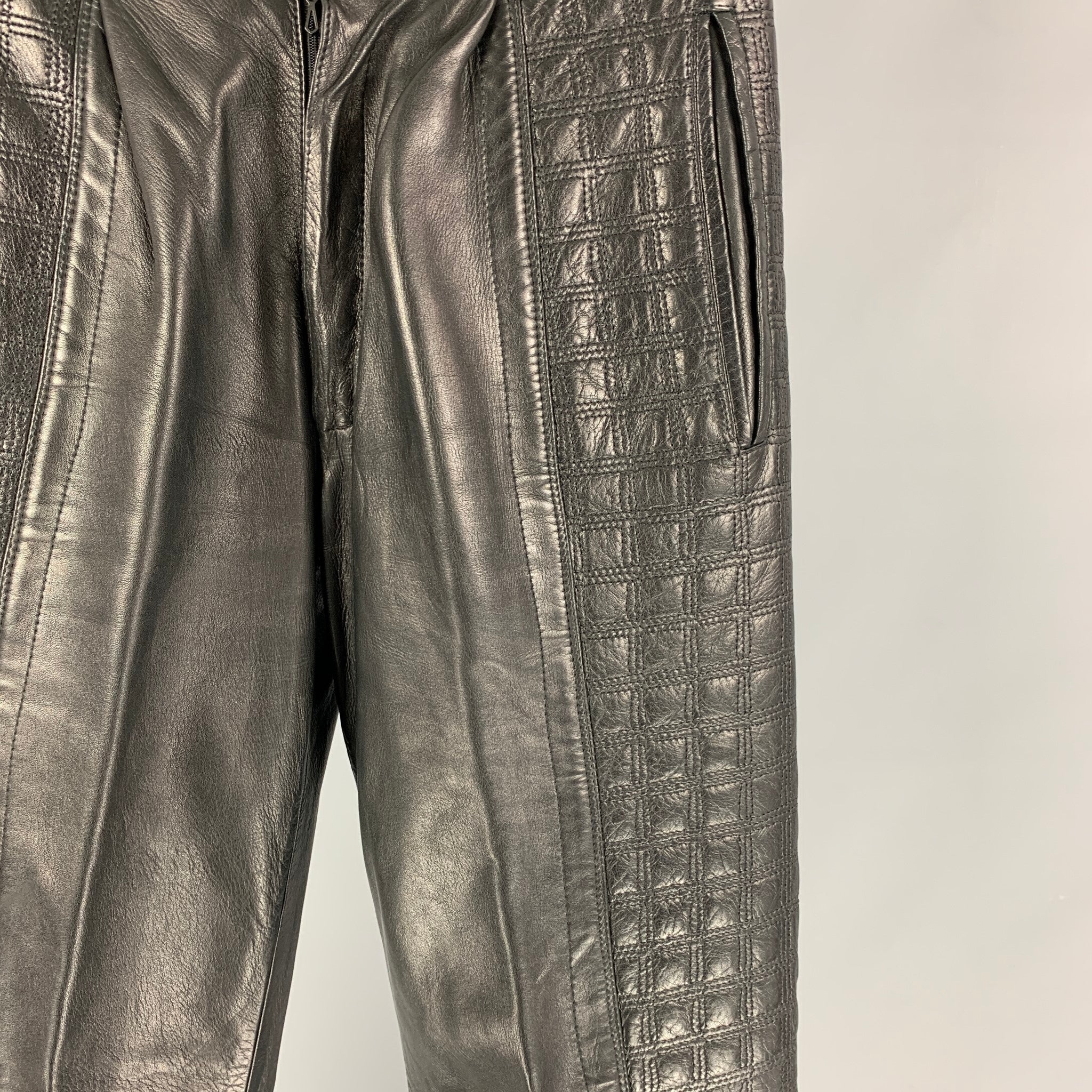 Vintage Istante by Gianni Versace Black Leather with Cutout Pattern Pants  at 1stDibs | versace leather pants, istante jeans, gianni versace leather  pants