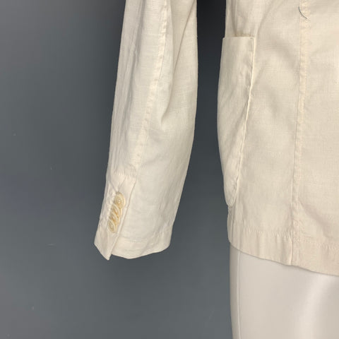 BARENA Taille 38 Manteau de sport à simple boutonnage en mélange de lin crème