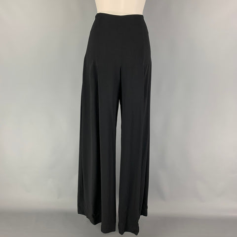 OSCAR DE LA RENTA Size 8 Black Viscose High Waisted Dress Pants