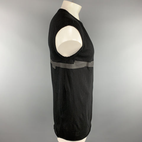 ISAAC SELLAM Taille M T-shirt sans manches en coton texturé noir