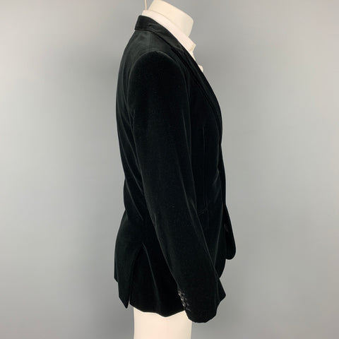 RALPH LAUREN Black Label Size 40 Regular Black Velvet Cotton Peak Lapel Sport Coat