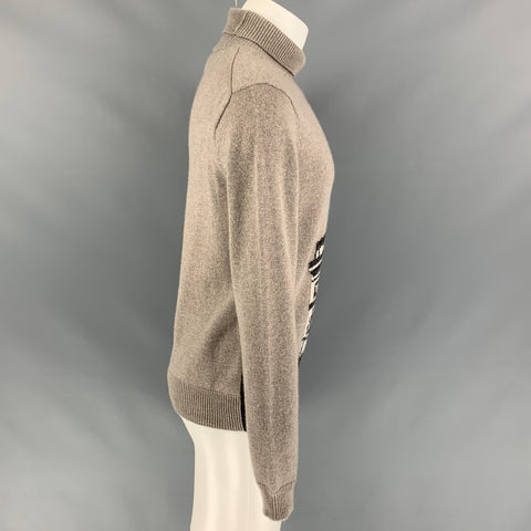 BURBERRY PRORSUM Fall 2014 Size S Taupe & Black Arch de Triumph Cashmere Turtleneck Sweater
