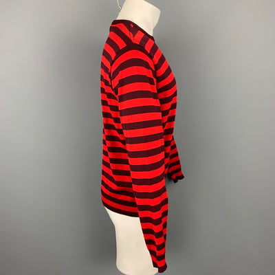 NICK WOOSTER x PAUL SHARK Size M Red & Brown Stripe Wool Crew-Neck Pullover Sweater