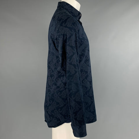 TED BAKER Size M Navy Grey Jaguars Cotton Long Sleeve Shirt