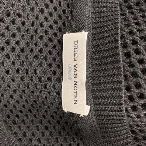 DRIES VAN NOTEN Size S Black Mesh Cotton Crew-Neck T-shirt