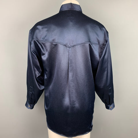 Vintage VERSACE JEANS COUTURE Size M Navy Polyester Long Sleeve Shirt