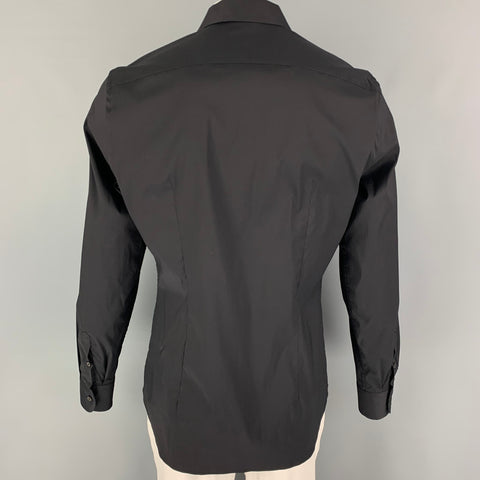 PRADA Size L Black Cotton Blend Long Sleeve Shirt