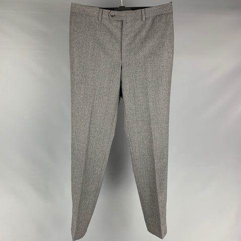 SAKS FIFTH AVENUE Size 36 Grey Wool Flat Front Dress Pants