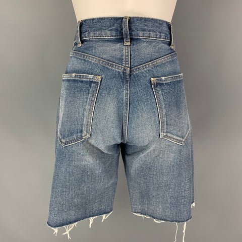 CELINE Size 28 Blue Washed Cotton Wesley Cut-off Shorts