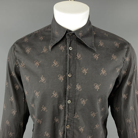 MAISON MARTIN MARGIELA Size M Cotton Black & Beige Long Sleeve Shirt