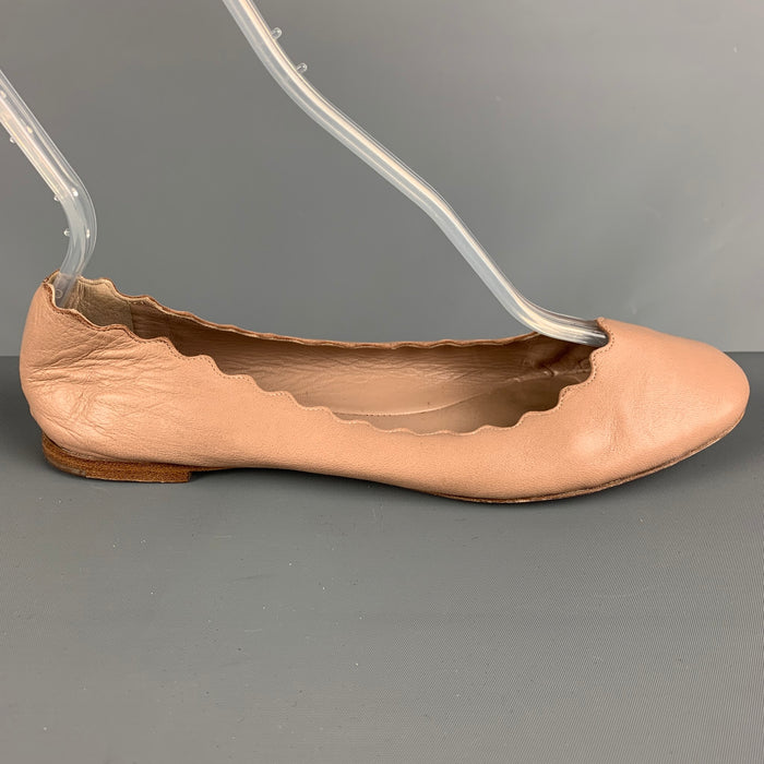 CHLOE Size 8.5 Beige Leather Solid Ballet Flats