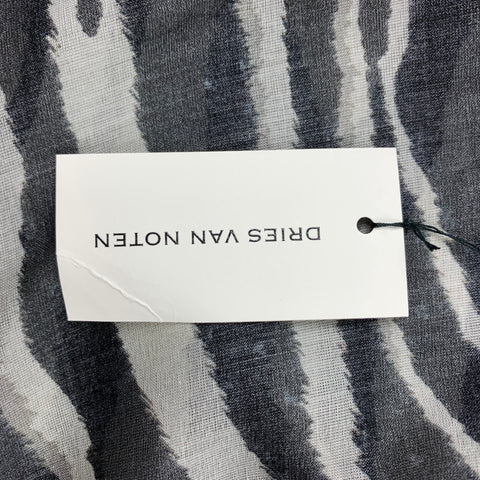DRIES VAN NOTEN S/S 20 Size XXS Black & White Zebra Print Cotton Camp Short Sleeve Shirt