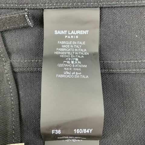 SAINT LAURENT Taille 4 Haut décontracté corset en denim noir