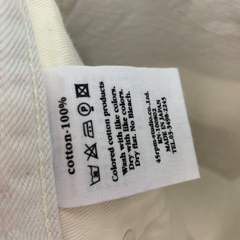 45rpm Size 32 x 36 Cream Solid Cotton Selvedge Denim Button Fly Jeans