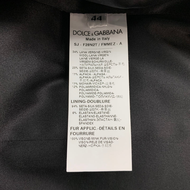 DOLCE & GABBANA Size 8 Black & White Houndstooth Virgin Wool Blend Jacket
