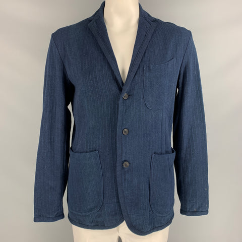 45rpm Size XL Navy Stripe Cotton Notch Lapel Jacket