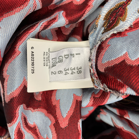 PHILOSOPHY di LORENZO SERAFINI Chemisier en polyester à feuilles jacquard bleu et rouille taille 2