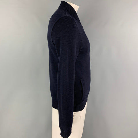 GUCCI Size L Navy Knitted Wool Zip Up Jacket