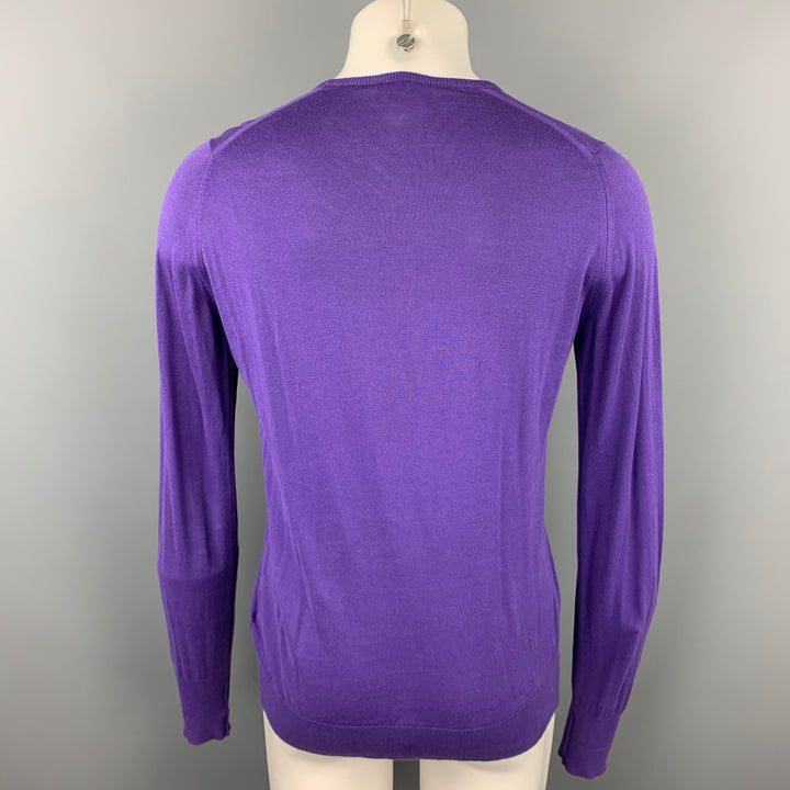 JOHN SMEDLEY Size S Purple Cotton Crew-Neck Pullover Sweater