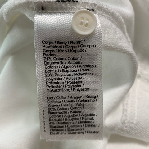 LACOSTE Size M White Terry Cloth Cotton  Elastane Short Sleeve Polo