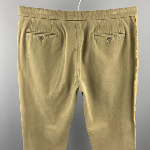 PALM ANGELS Size 36 Olive Washed Cotton Button Fly Casual Pants