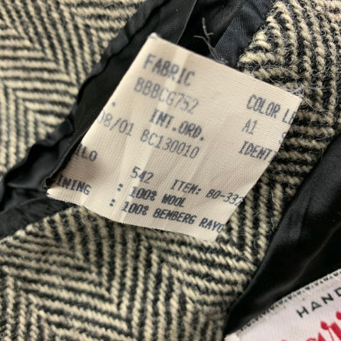 BROOKS BROTHERS Size S White Black Herringbone Wool Coat