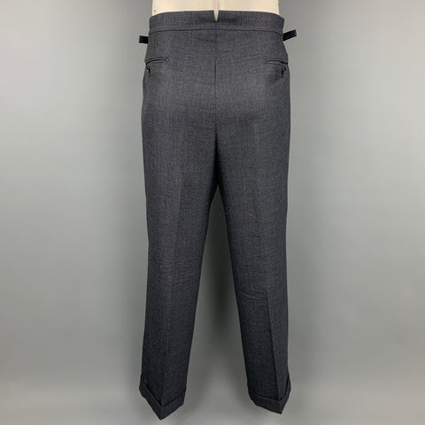 TOM FORD Long Size 48 Navy Wool / Silk Notch Lapel Suit