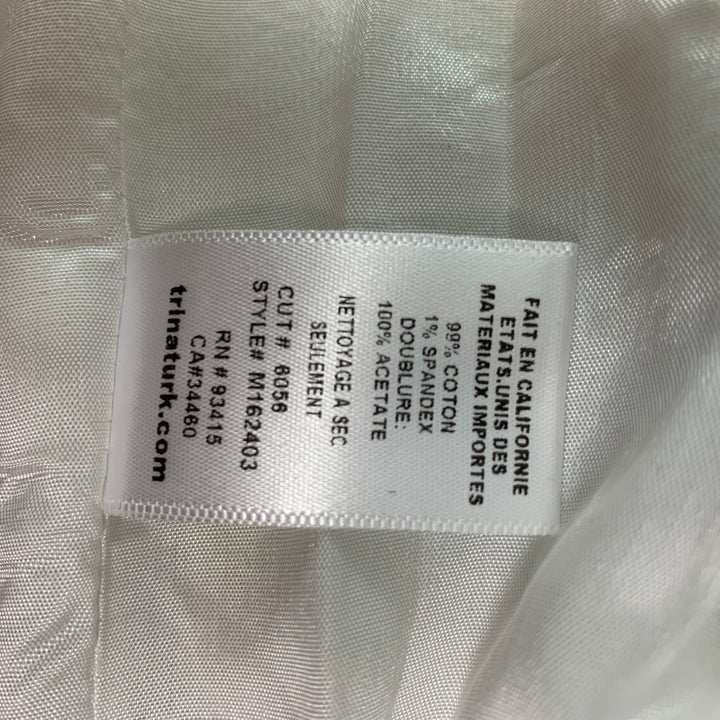 MR TURK Chest Size 40 White Multi-Color Print Cotton &  Spandex Sport Coat