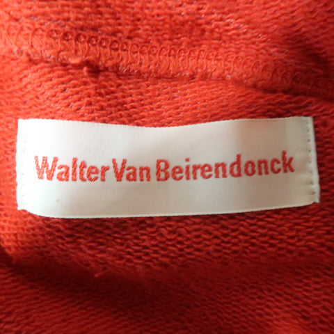 WALTER VAN BEIRENDONCK Size M Red Graphic Cotton Hooded Sweatshirt Sweater