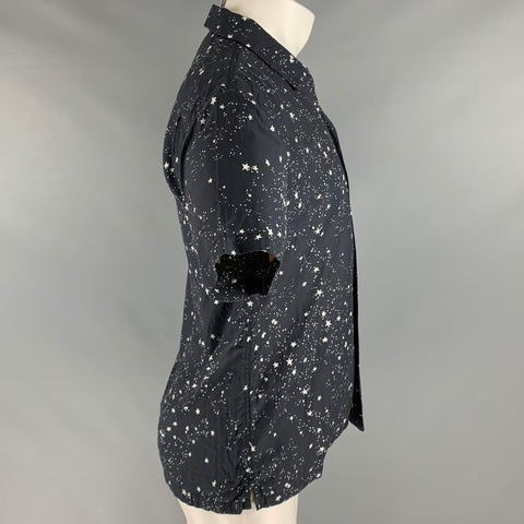 DOUBLE RAINBOUU Taille XS Chemise à manches courtes en coton étoiles blanches noires
