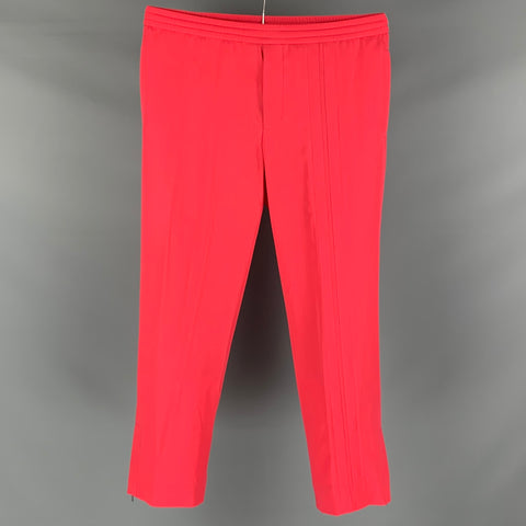 VALENTINO Size 32 Salmon Solid Wool Elastic Waistband Casual Pants